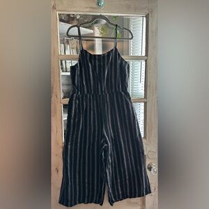 Gap | Cropped Striped Black Jumpsuit